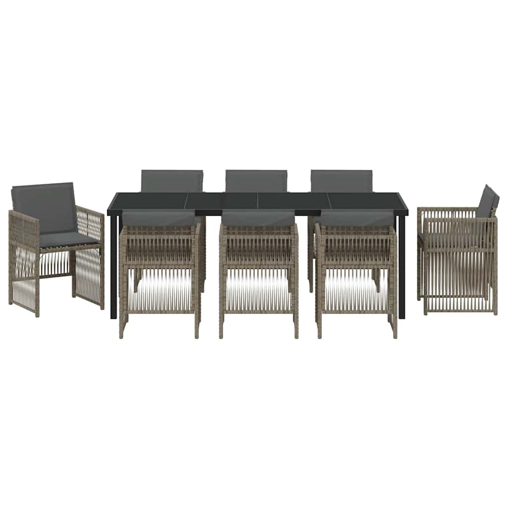 Garden Dining Set 9 pcs Grey Powder-Coated Steel