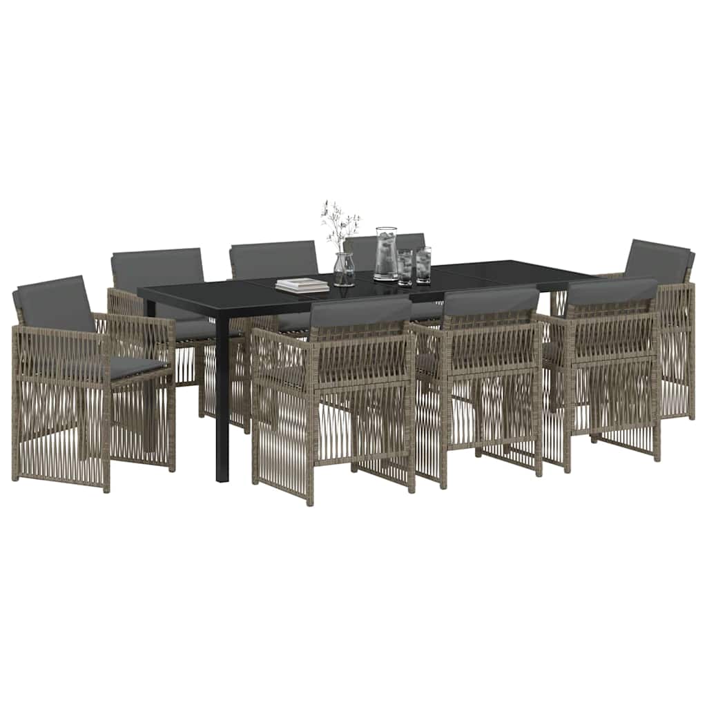 Garden Dining Set 9 pcs Grey Powder-Coated Steel