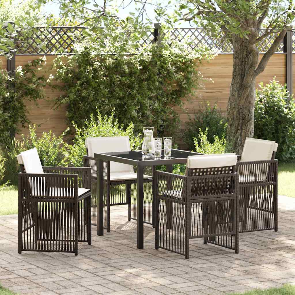 Garden Dining Set 5 pcs Brown Poly rattan