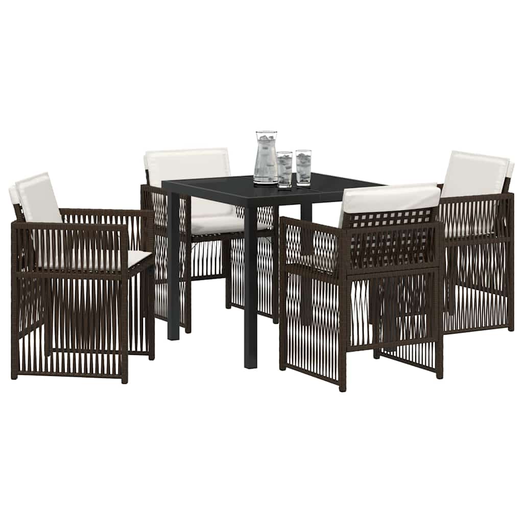 Garden Dining Set 5 pcs Brown Poly rattan