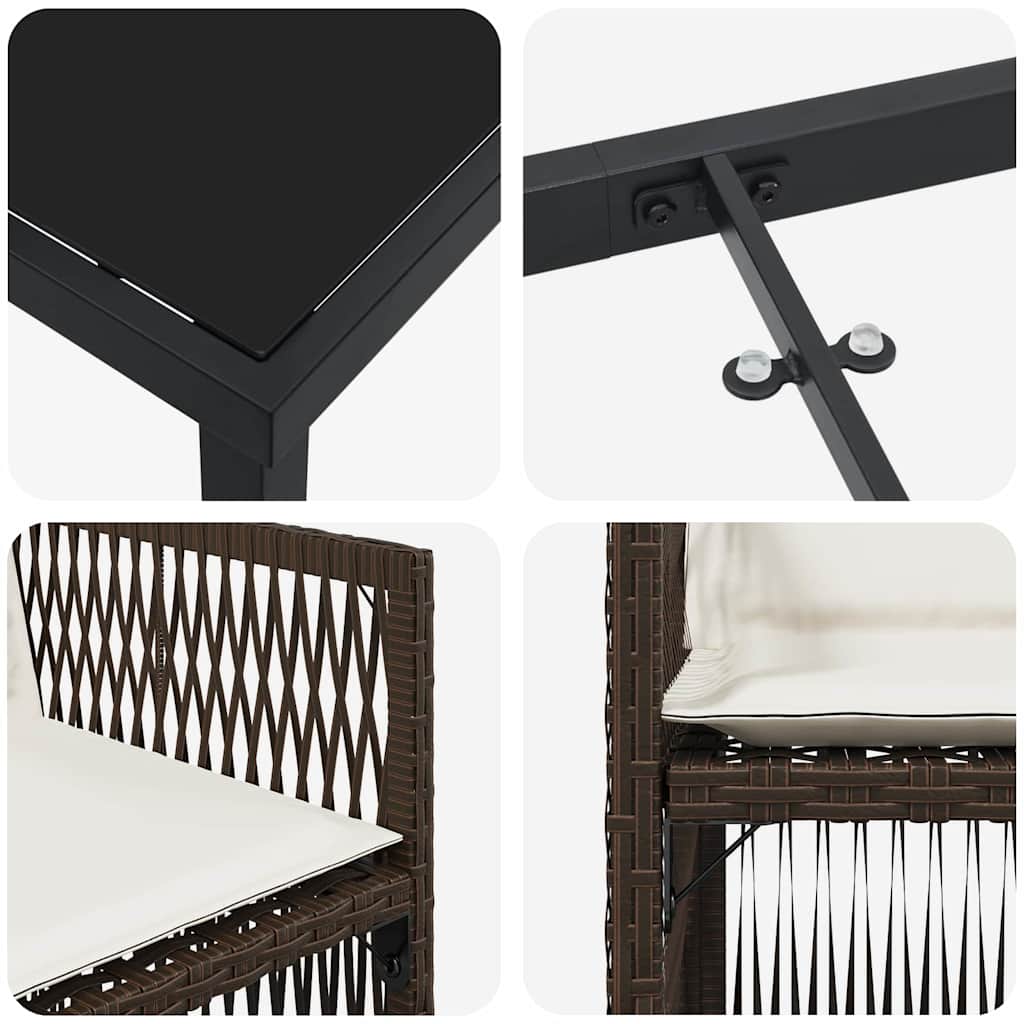 Garden Dining Set 5 pcs Brown Poly rattan