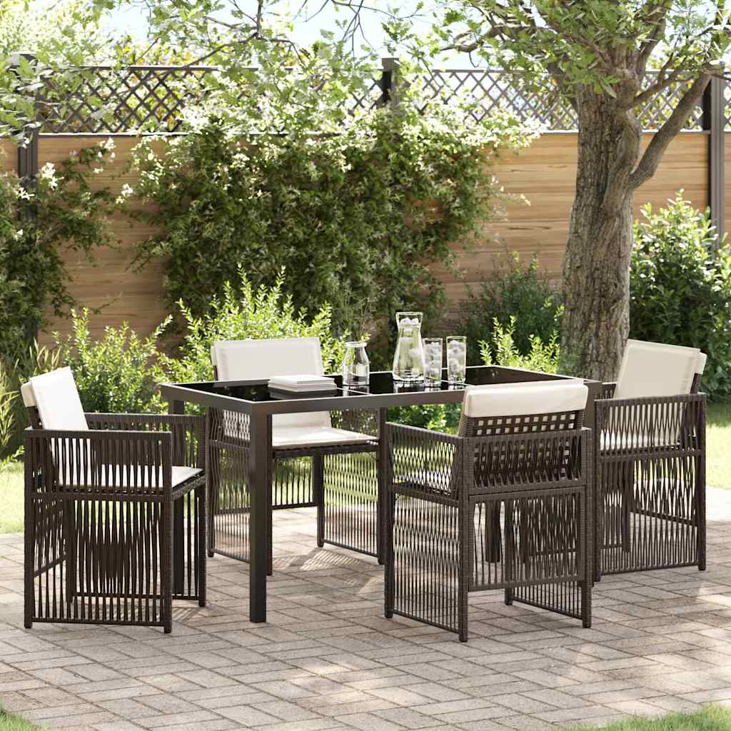 Garden Dining Set 5 pcs Brown Poly rattan