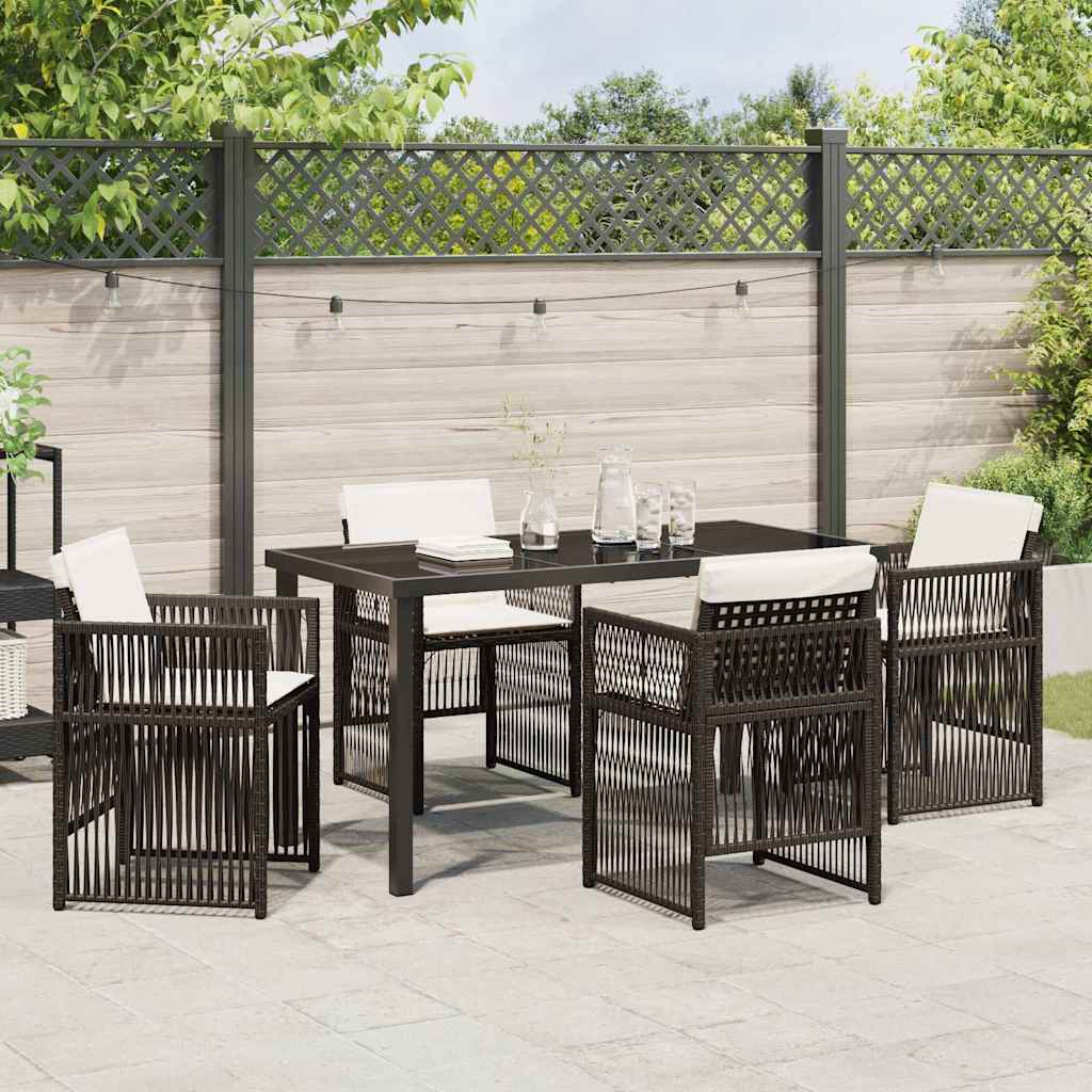 Garden Dining Set 5 pcs Brown Poly rattan
