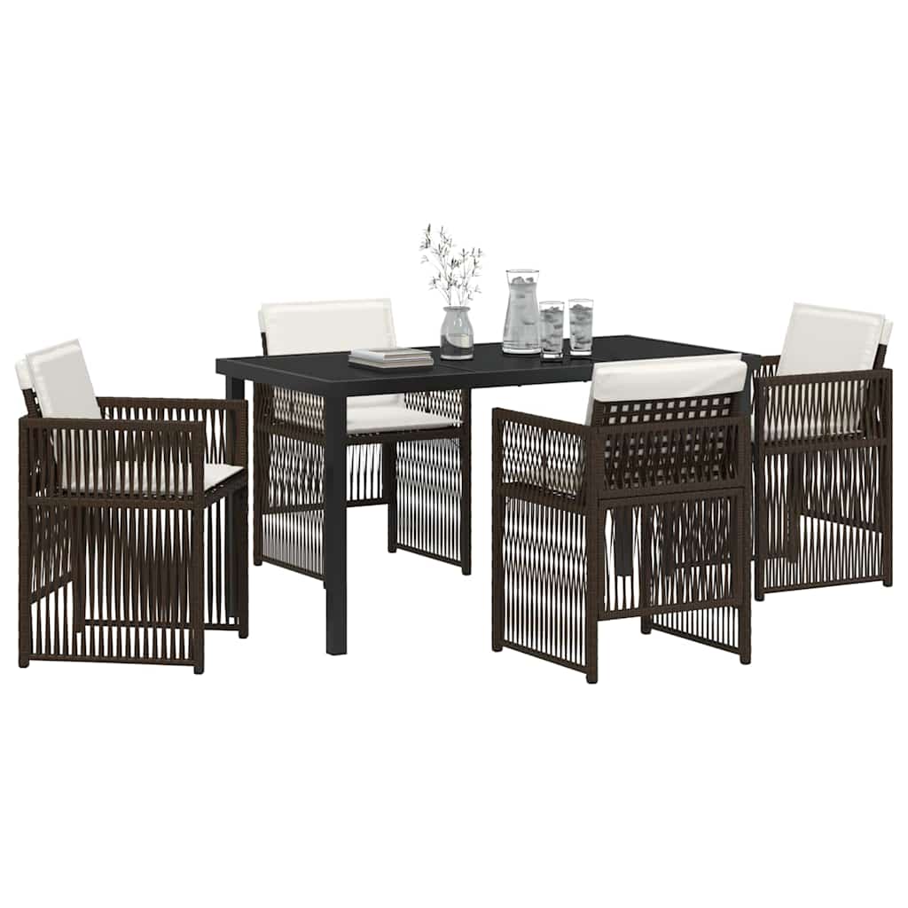 Garden Dining Set 5 pcs Brown Poly rattan