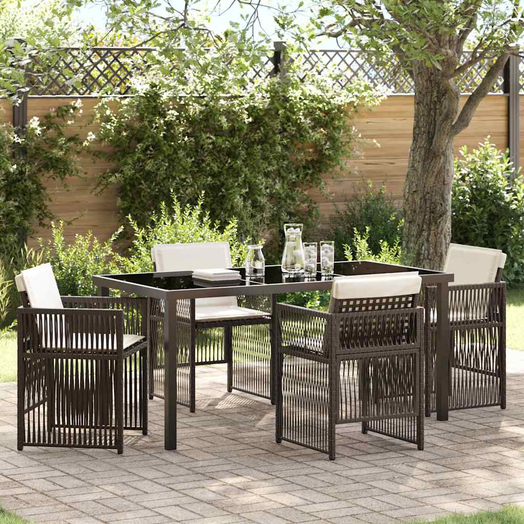 Garden Dining Set 5 pcs Brown Poly rattan