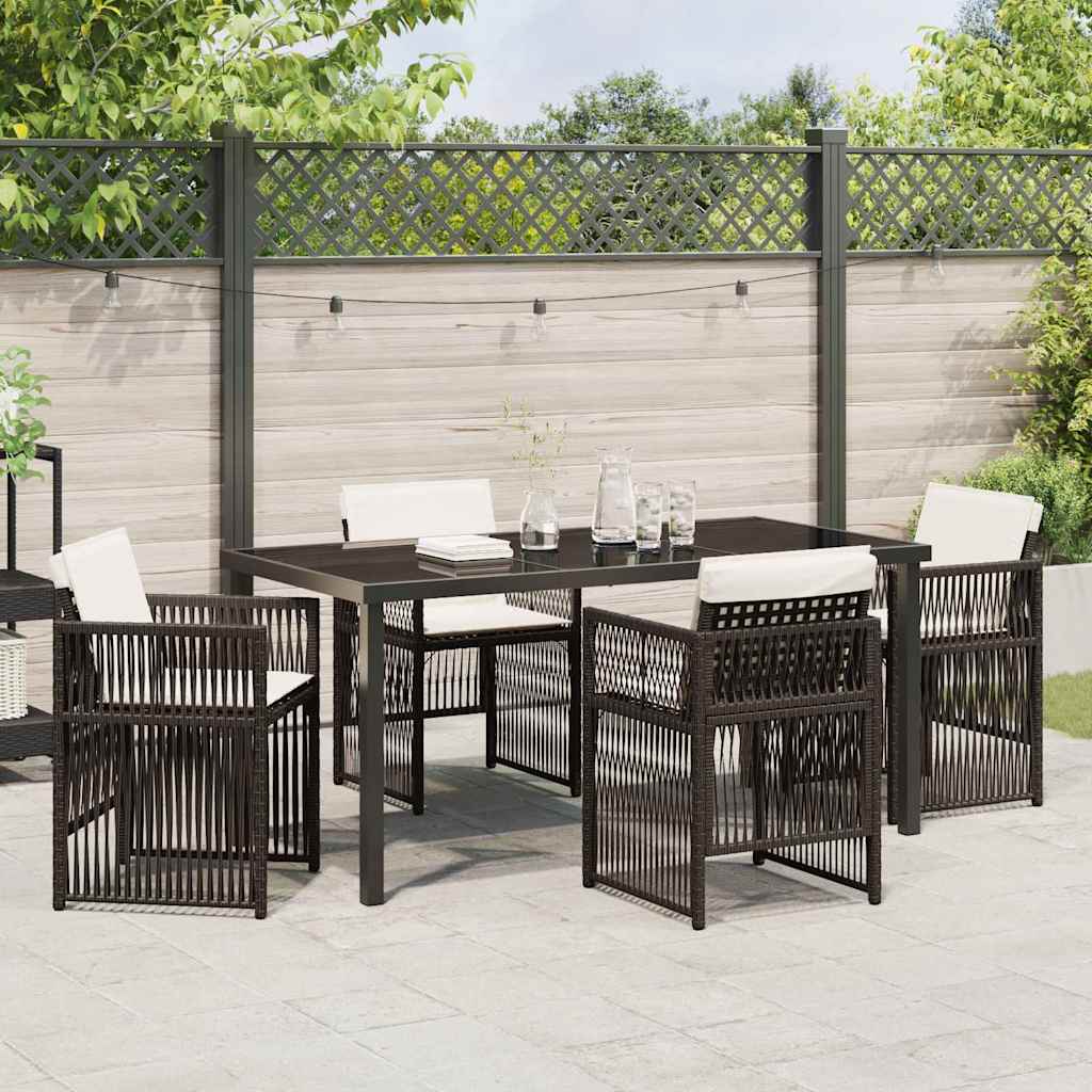 Garden Dining Set 5 pcs Brown Poly rattan