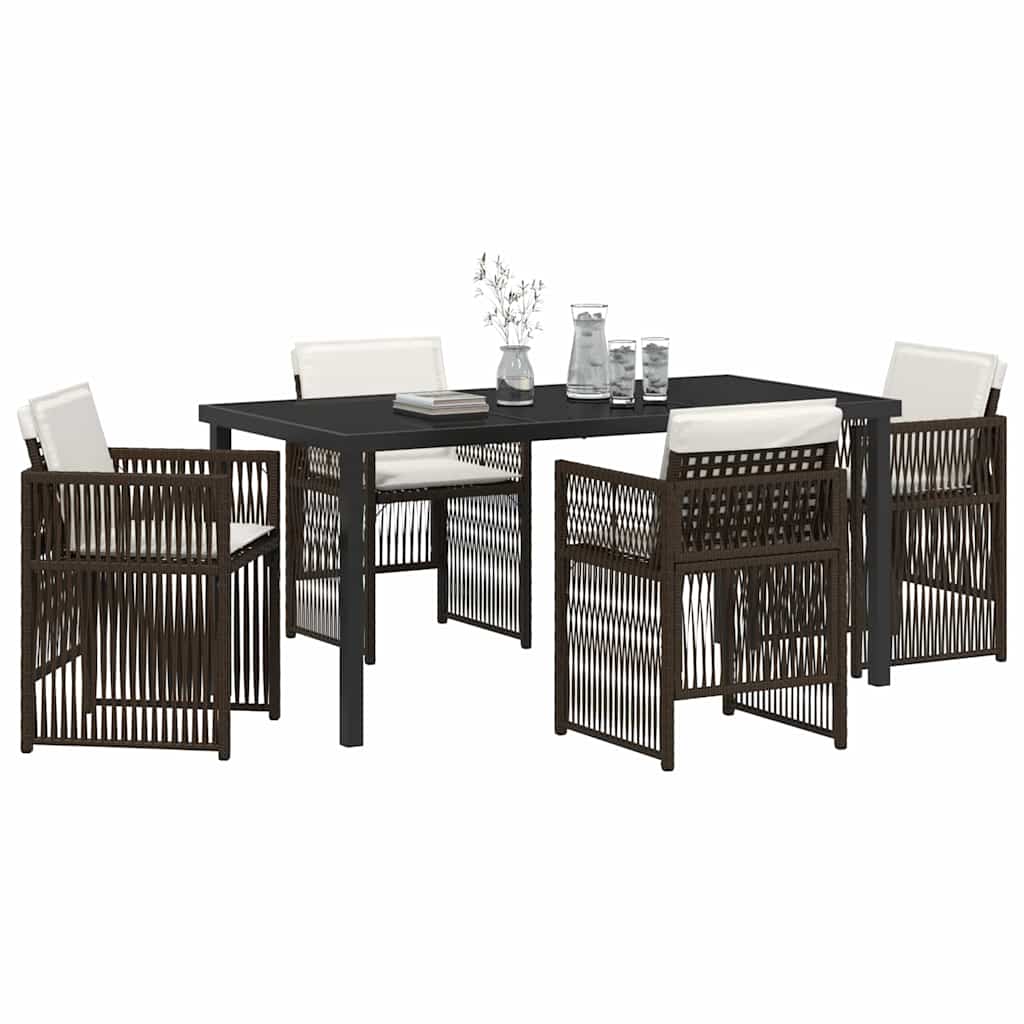 Garden Dining Set 5 pcs Brown Poly rattan