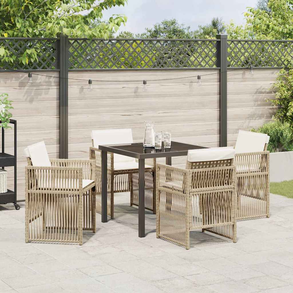 Garden Dining Set 5 pcs Beige Poly rattan