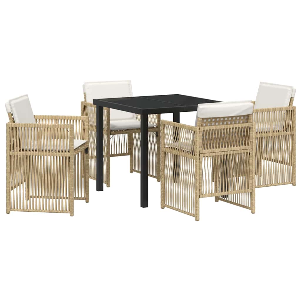 Garden Dining Set 5 pcs Beige Poly rattan