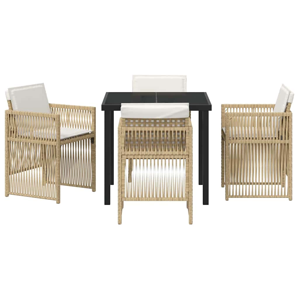 Garden Dining Set 5 pcs Beige Poly rattan