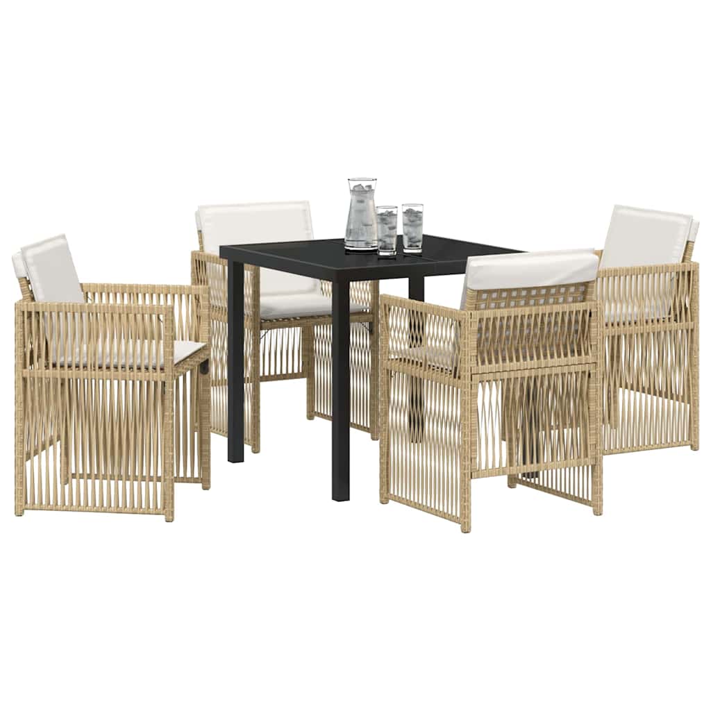 Garden Dining Set 5 pcs Beige Poly rattan