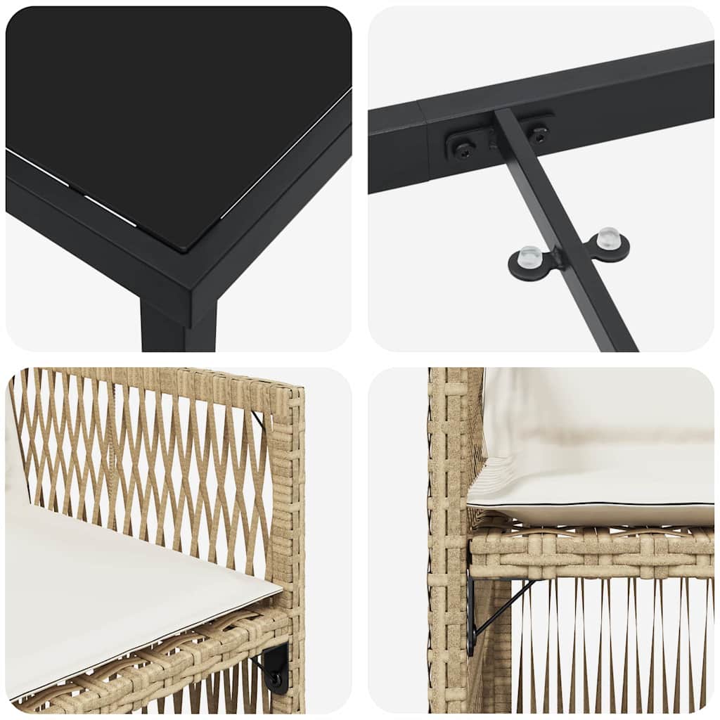 Garden Dining Set 5 pcs Beige Poly rattan