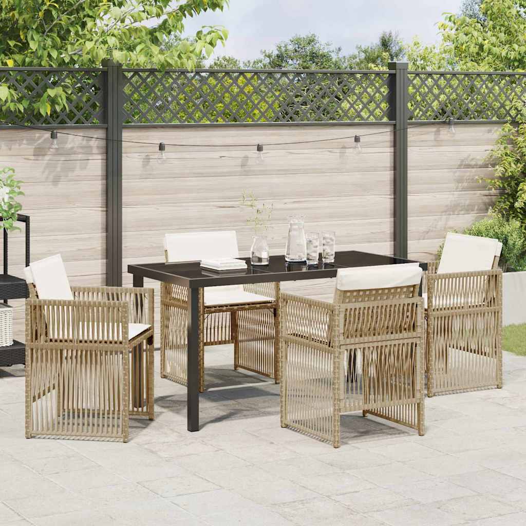 Garden Dining Set 5 pcs Beige Poly rattan