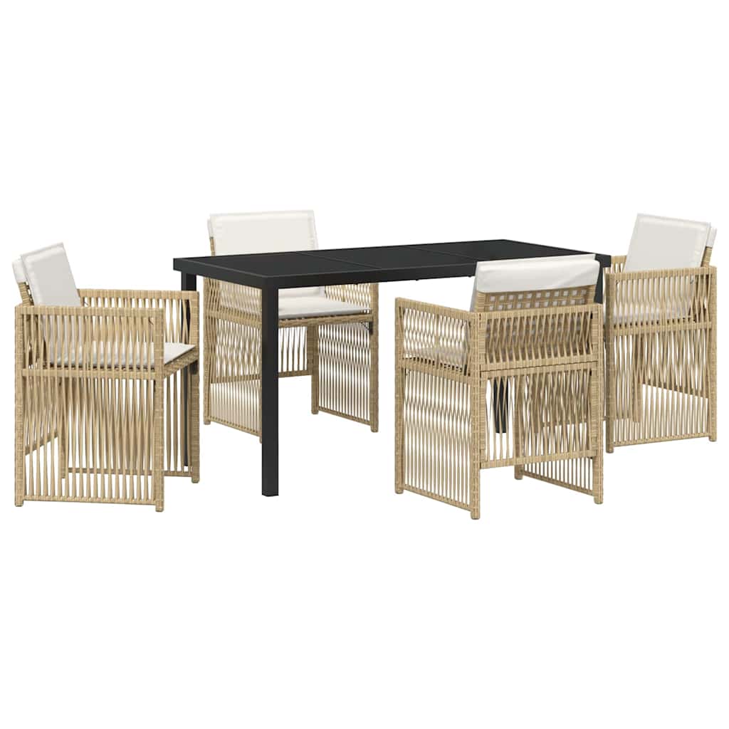 Garden Dining Set 5 pcs Beige Poly rattan