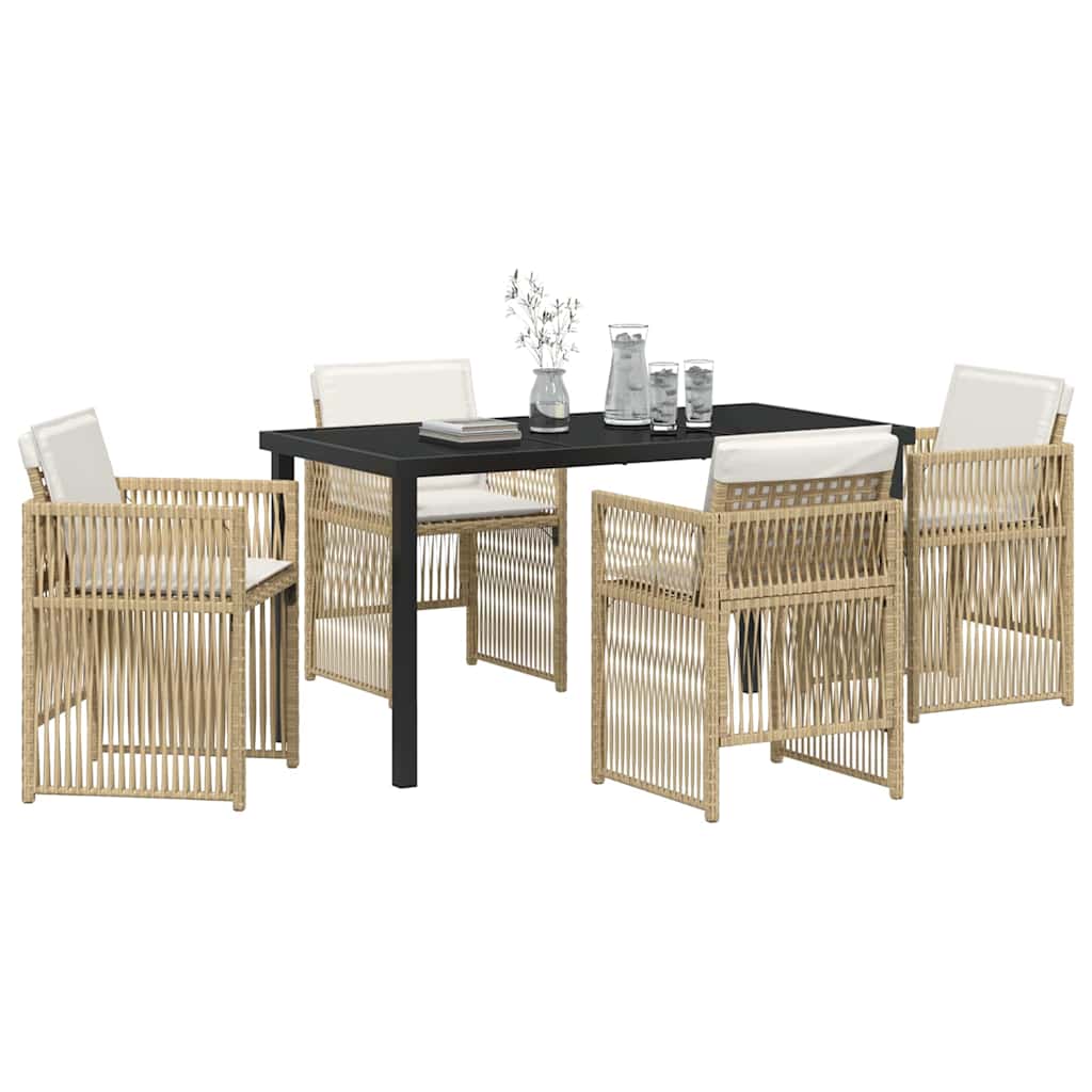 Garden Dining Set 5 pcs Beige Poly rattan