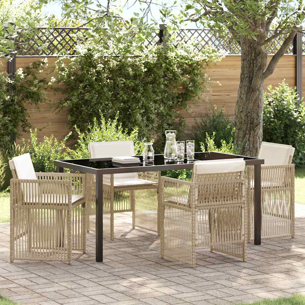 Garden Dining Set 5 pcs Beige Poly rattan