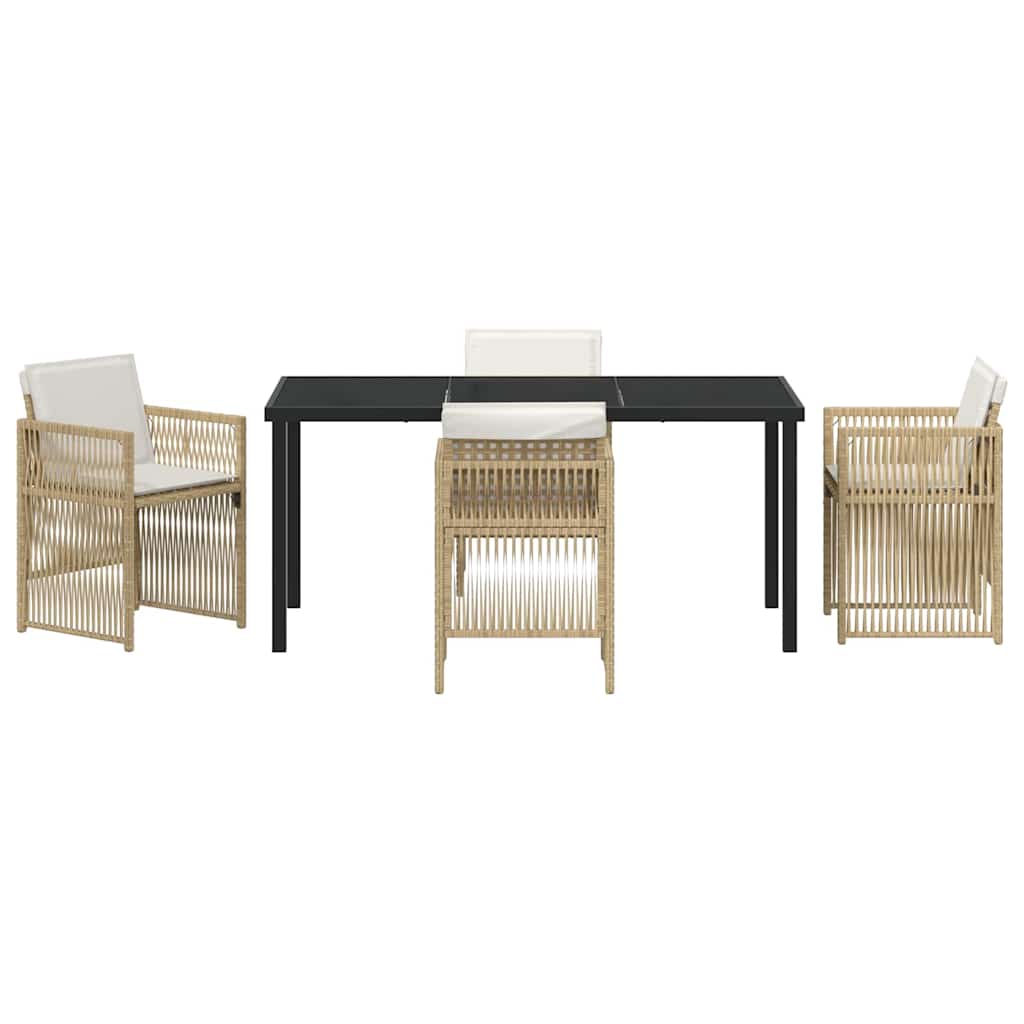 Garden Dining Set 5 pcs Beige Poly rattan