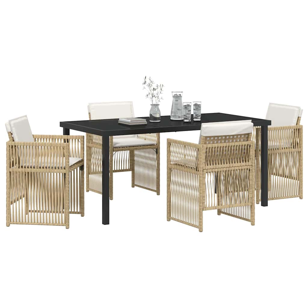 Garden Dining Set 5 pcs Beige Poly rattan