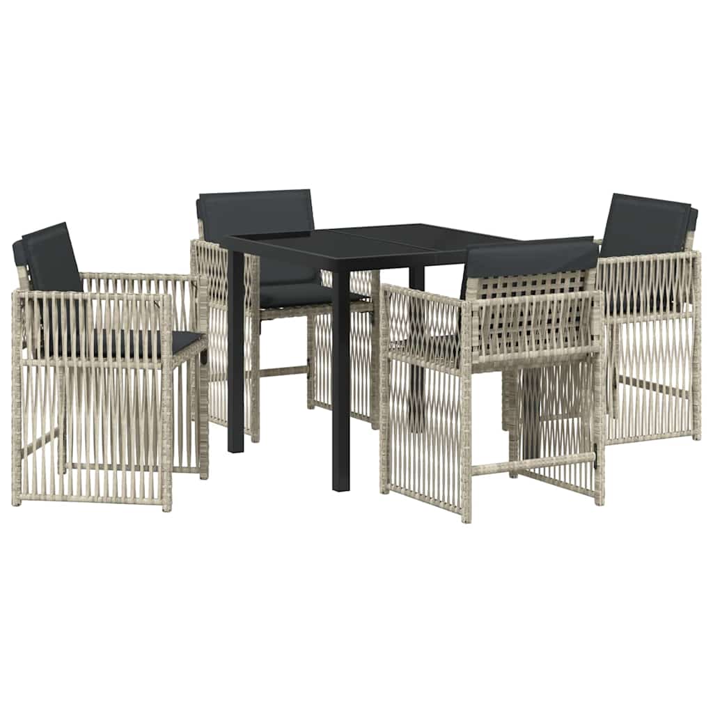Garden Dining Set 5 pcs Light grey Poly rattan