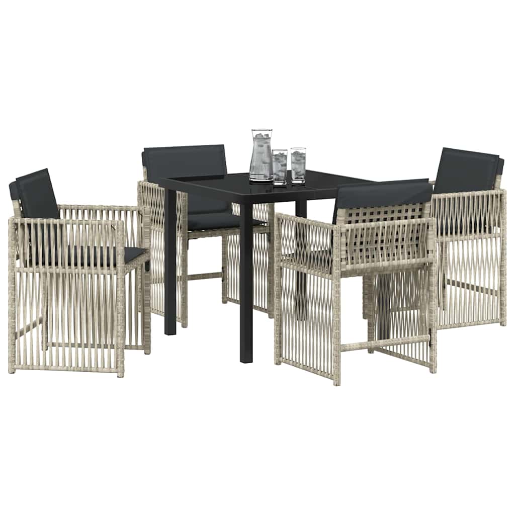 Garden Dining Set 5 pcs Light grey Poly rattan