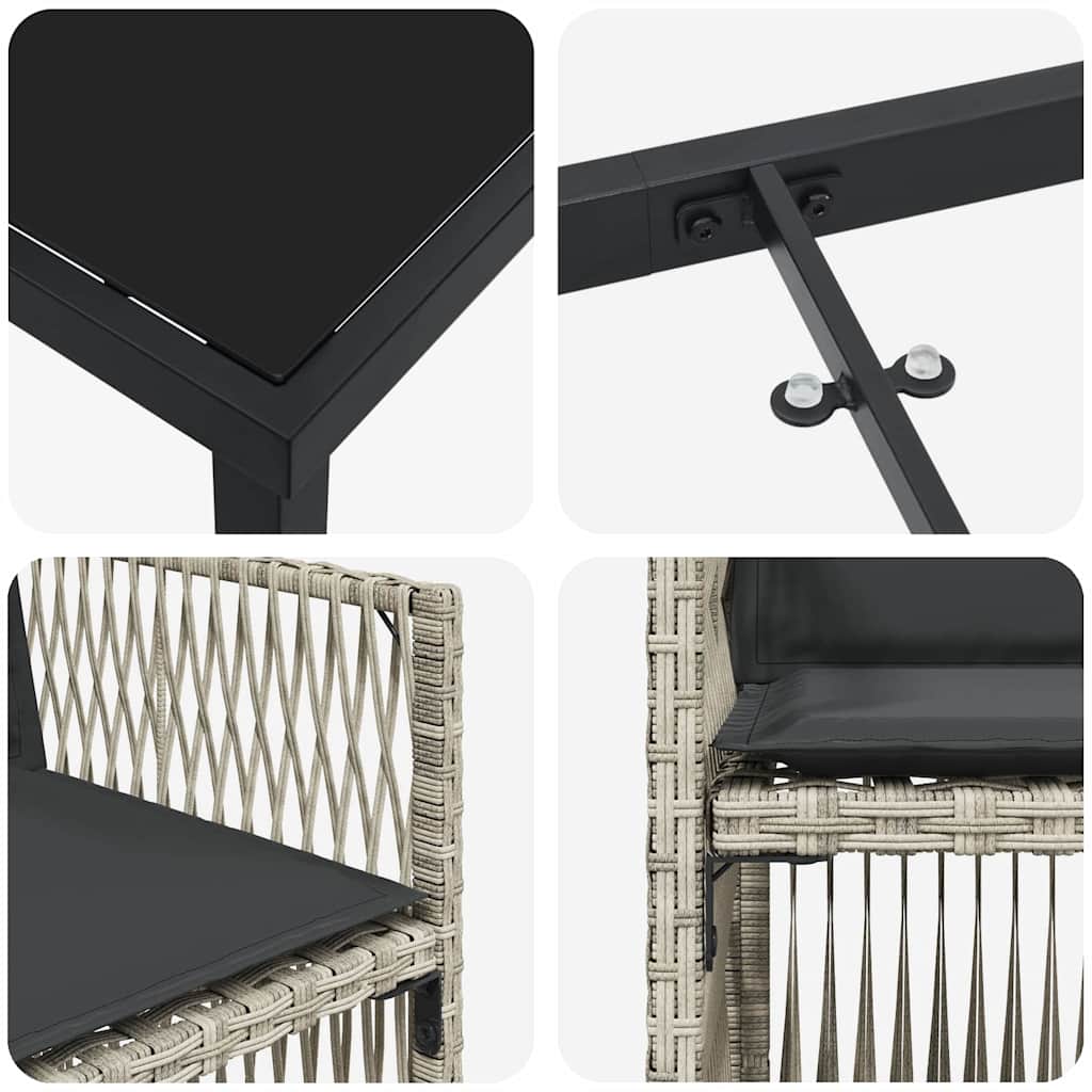 Garden Dining Set 5 pcs Light grey Poly rattan