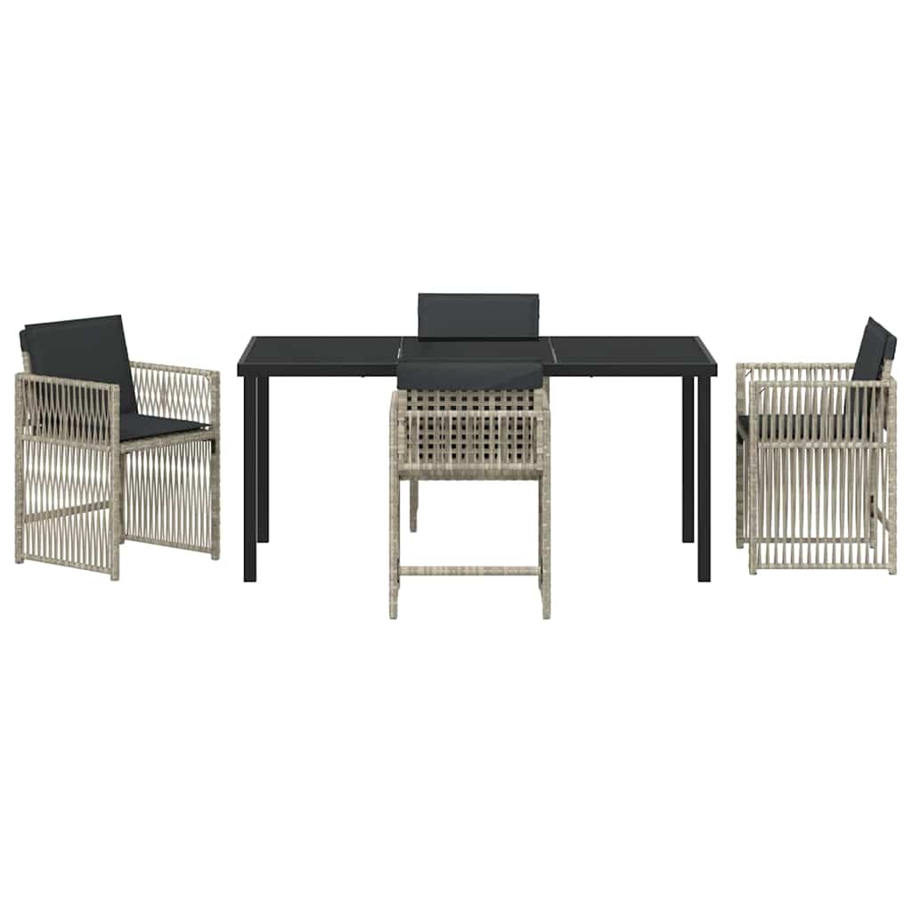 Garden Dining Set 5 pcs Light grey Poly rattan