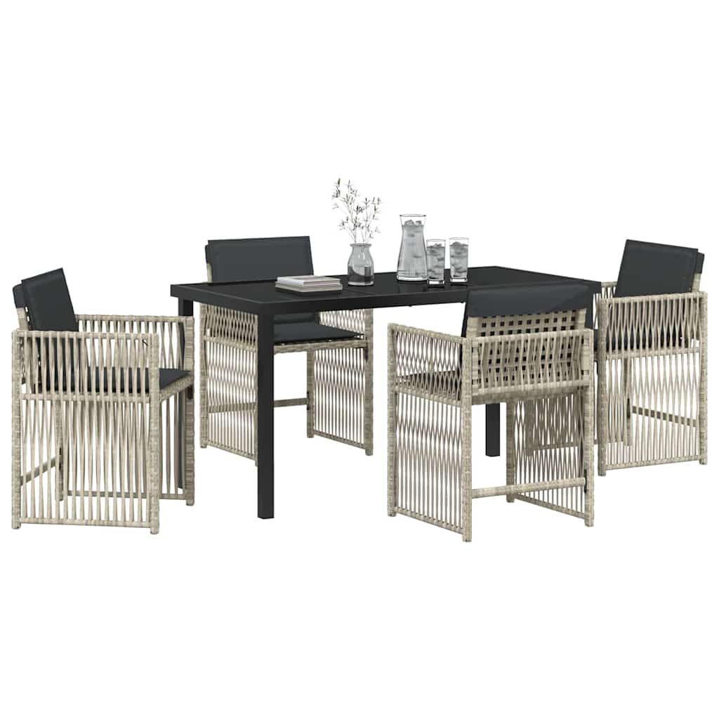 Garden Dining Set 5 pcs Light grey Poly rattan