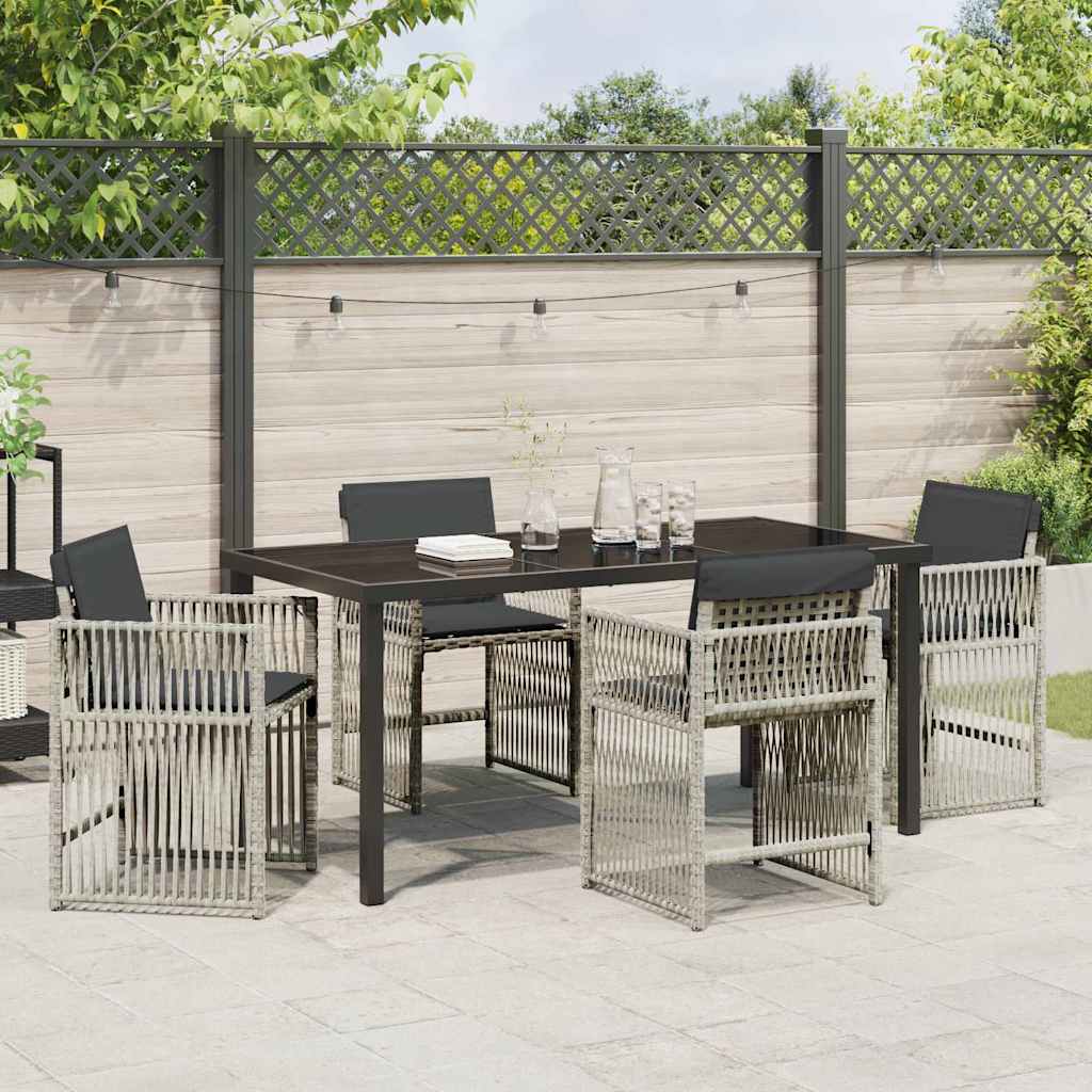 Garden Dining Set 5 pcs Light grey Poly rattan