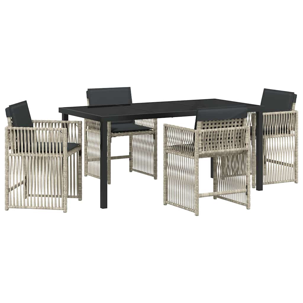 Garden Dining Set 5 pcs Light grey Poly rattan