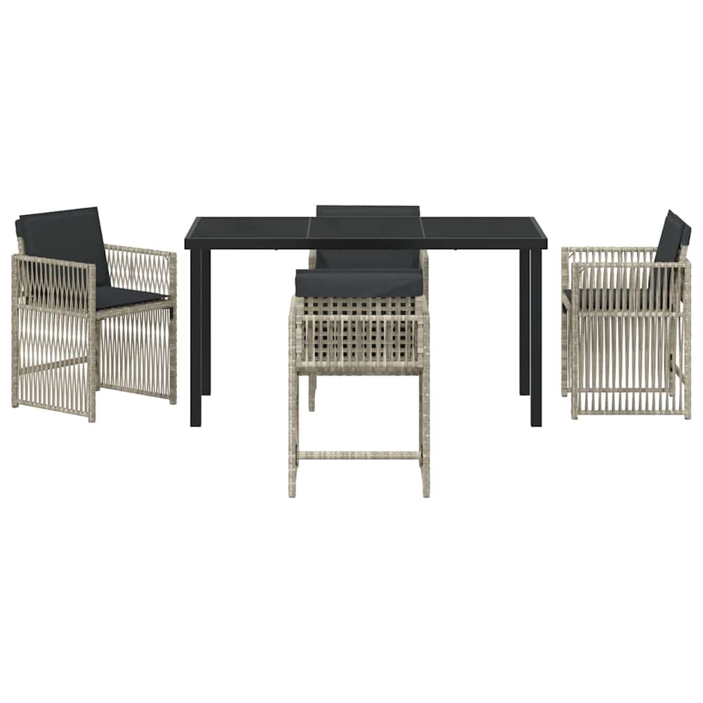 Garden Dining Set 5 pcs Light grey Poly rattan