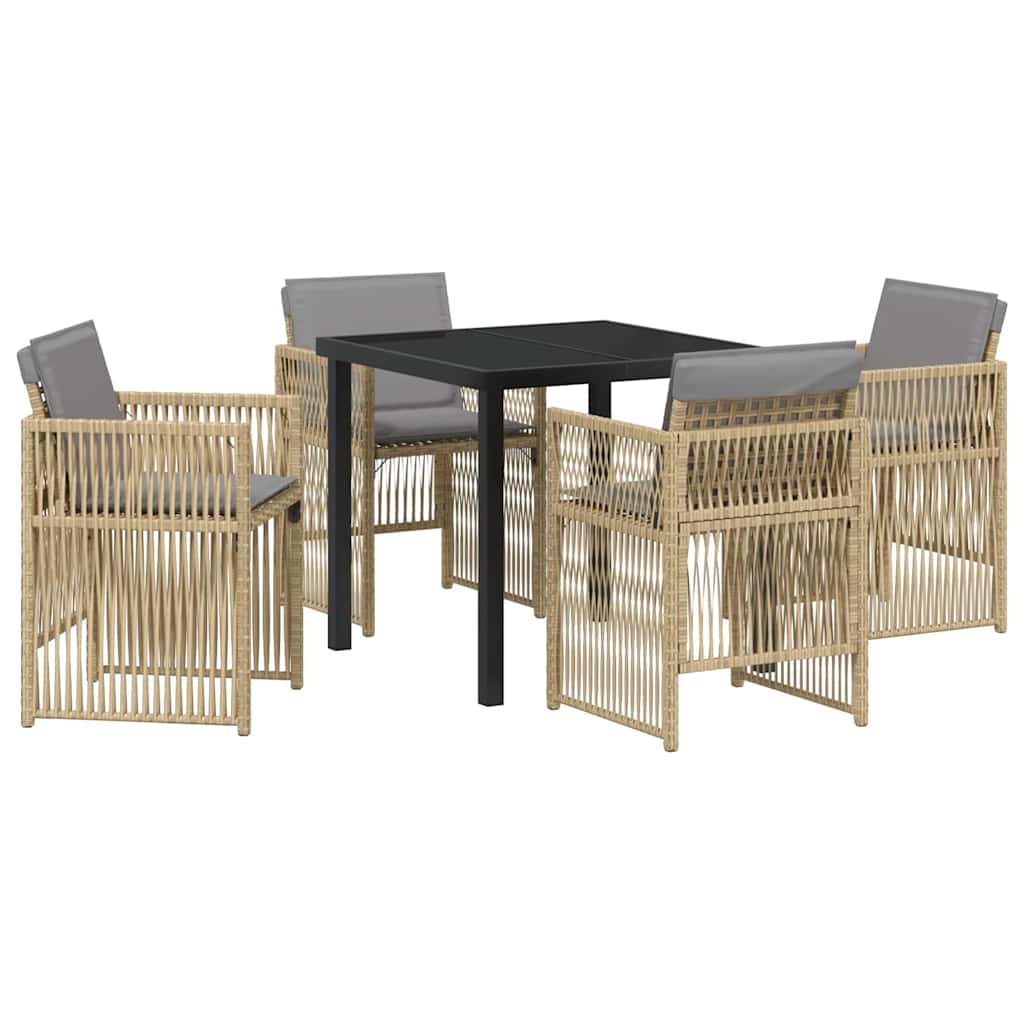 Garden Dining Set 5 pcs Beige Poly rattan