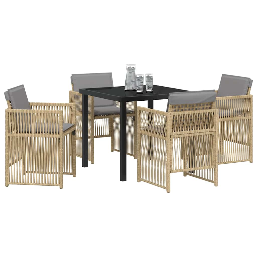 Garden Dining Set 5 pcs Beige Poly rattan
