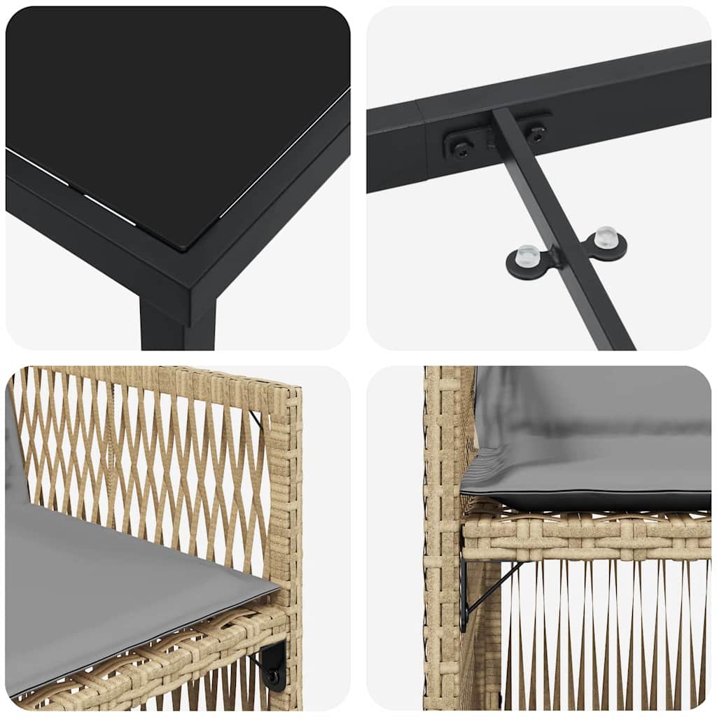 Garden Dining Set 5 pcs Beige Poly rattan