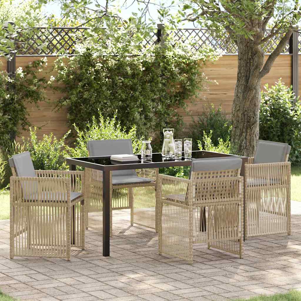 Garden Dining Set 5 pcs Beige Poly rattan