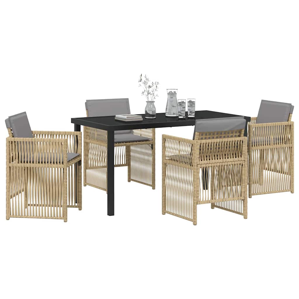 Garden Dining Set 5 pcs Beige Poly rattan
