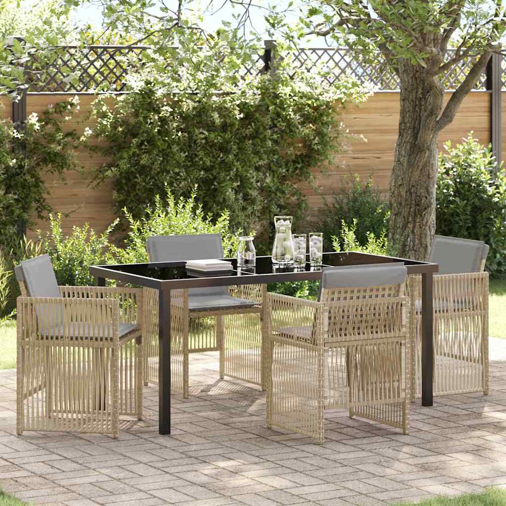 Garden Dining Set 5 pcs Beige Poly rattan