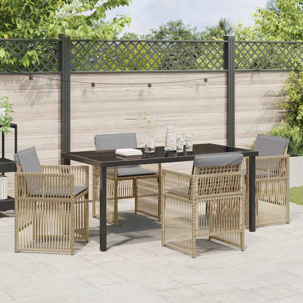 Garden Dining Set 5 pcs Beige Poly rattan