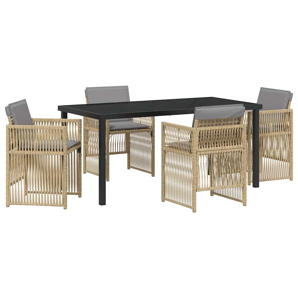 Garden Dining Set 5 pcs Beige Poly rattan