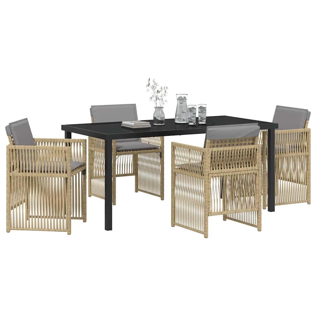 Garden Dining Set 5 pcs Beige Poly rattan