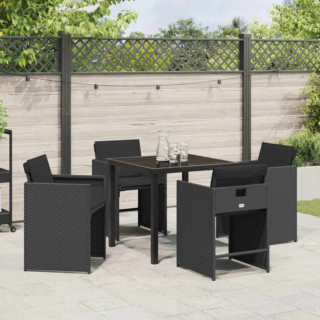 Garden Dining Set 5 pcs Black Poly Rattan