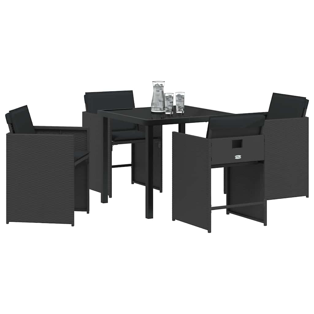 Garden Dining Set 5 pcs Black Poly Rattan