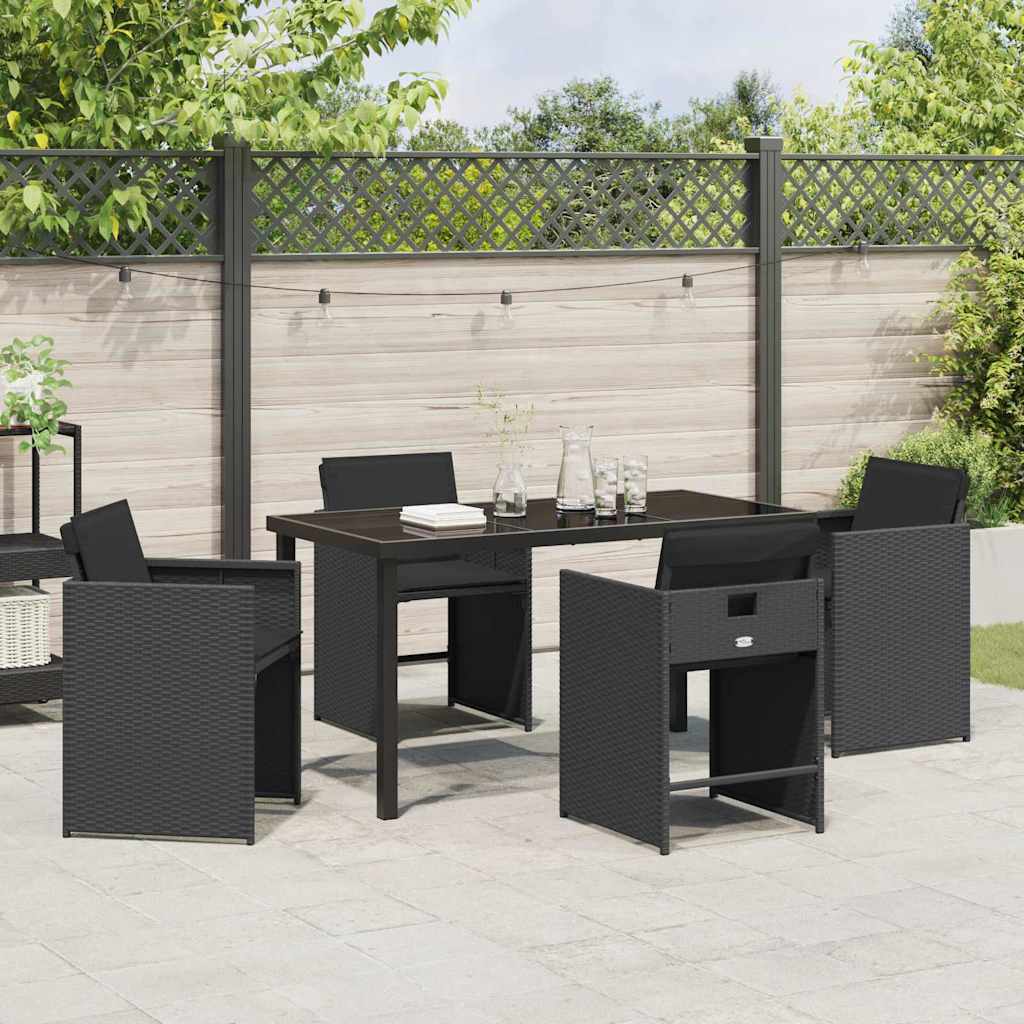 Garden Dining Set 5 pcs Black Poly Rattan