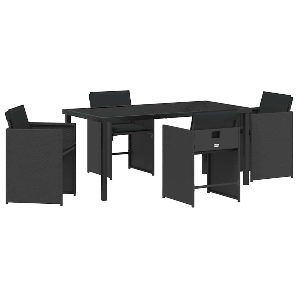 Garden Dining Set 5 pcs Black Poly Rattan