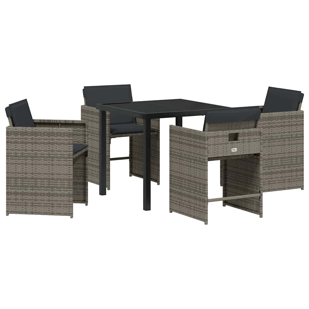 Garden Dining Set 5 pcs Grey Poly Rattan