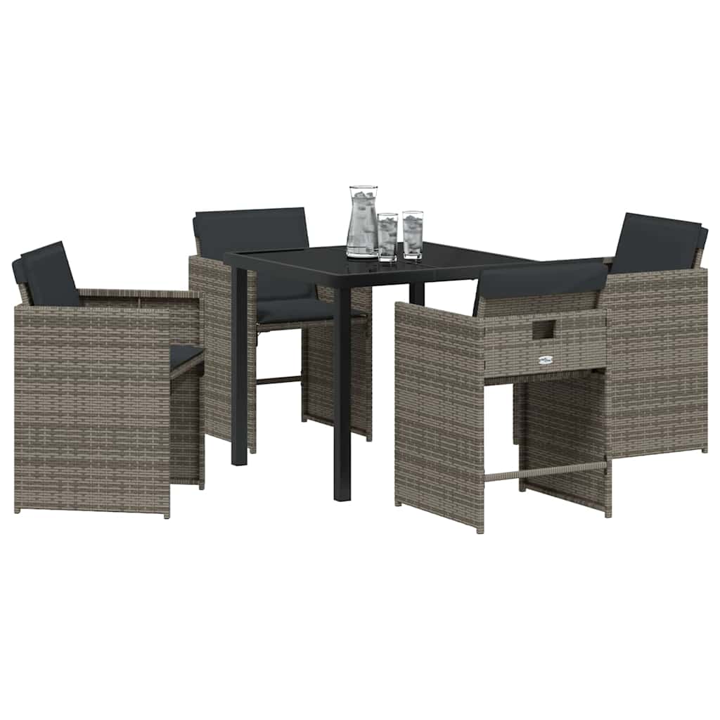 Garden Dining Set 5 pcs Grey Poly Rattan