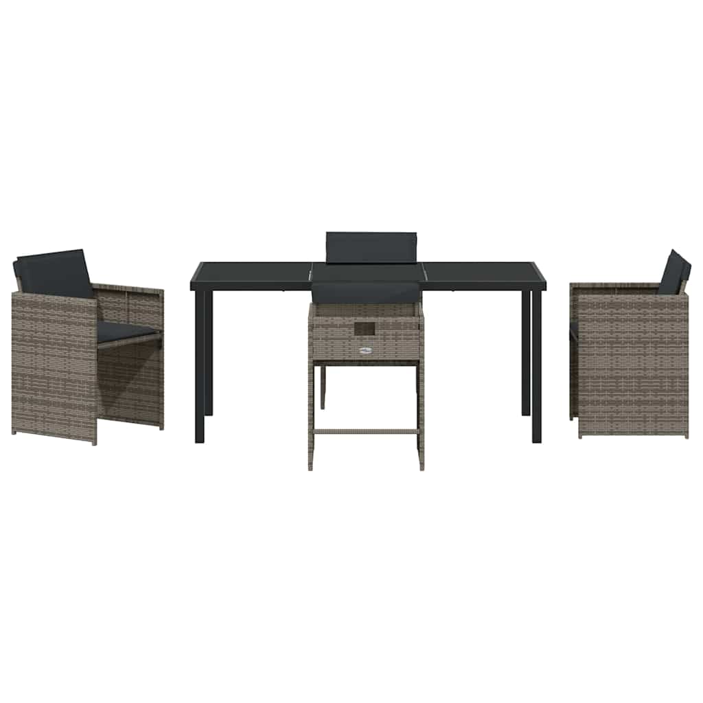 Garden Dining Set 5 pcs Grey Poly Rattan