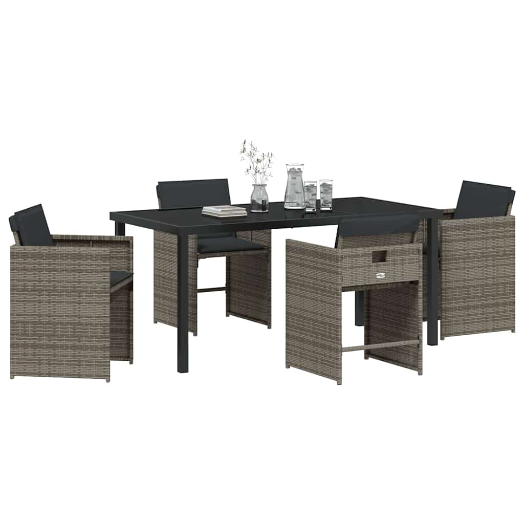 Garden Dining Set 5 pcs Grey Poly Rattan