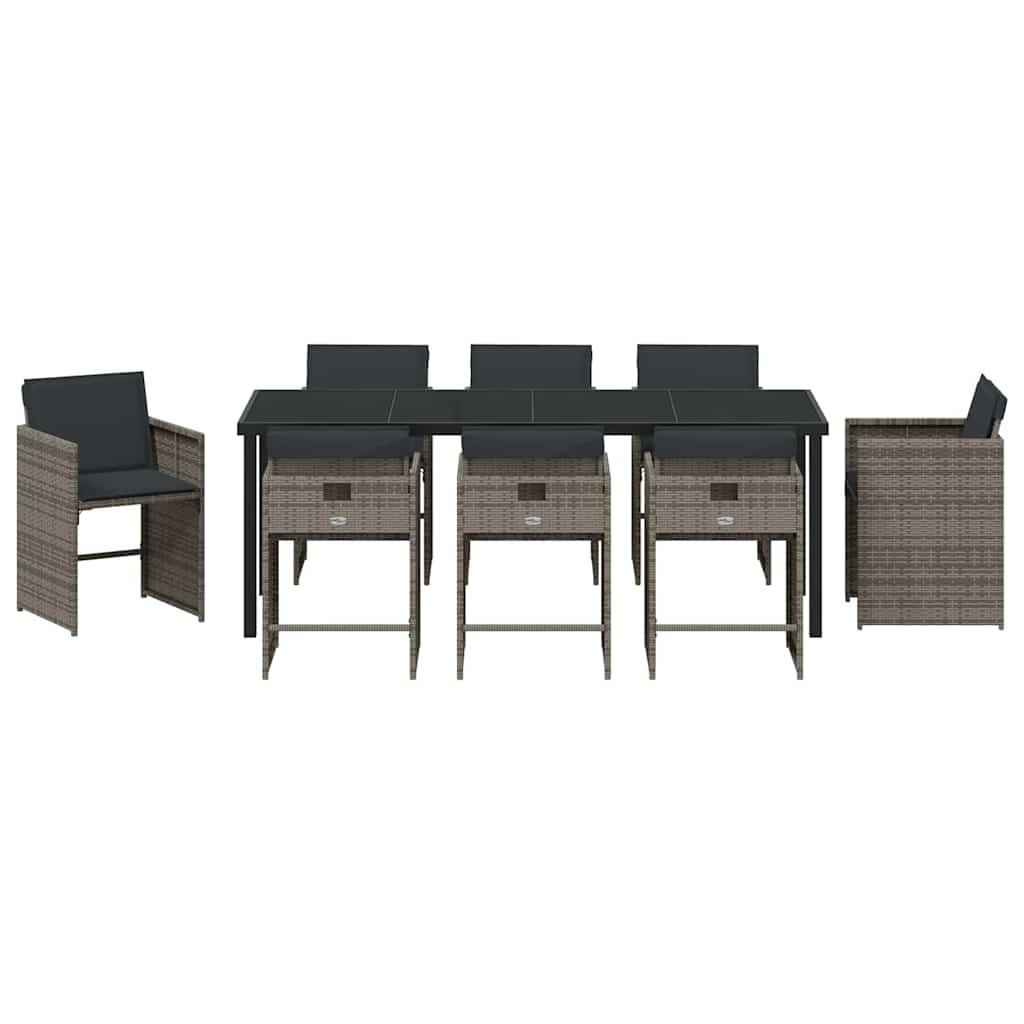 Garden Dining Set 9 pcs Grey Poly Rattan