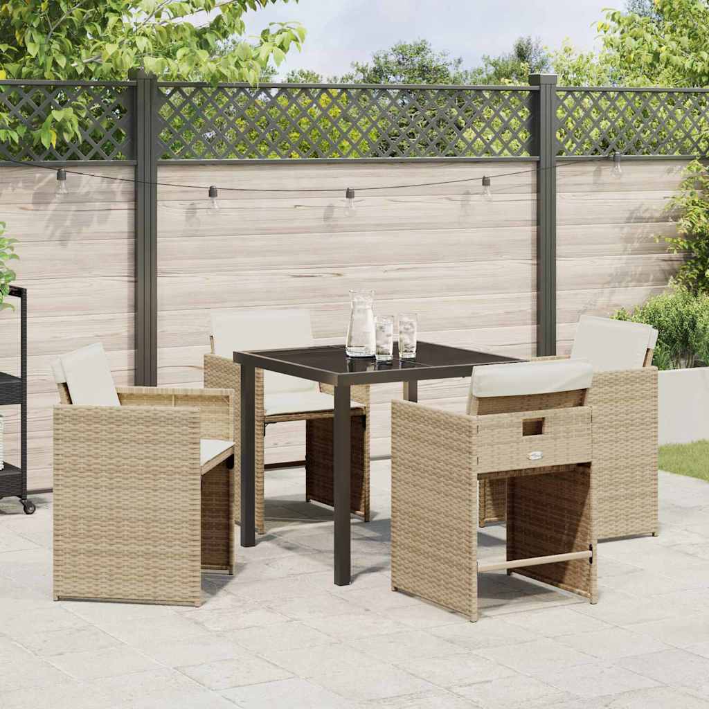 Garden Dining Set 5 pcs Beige Poly Rattan