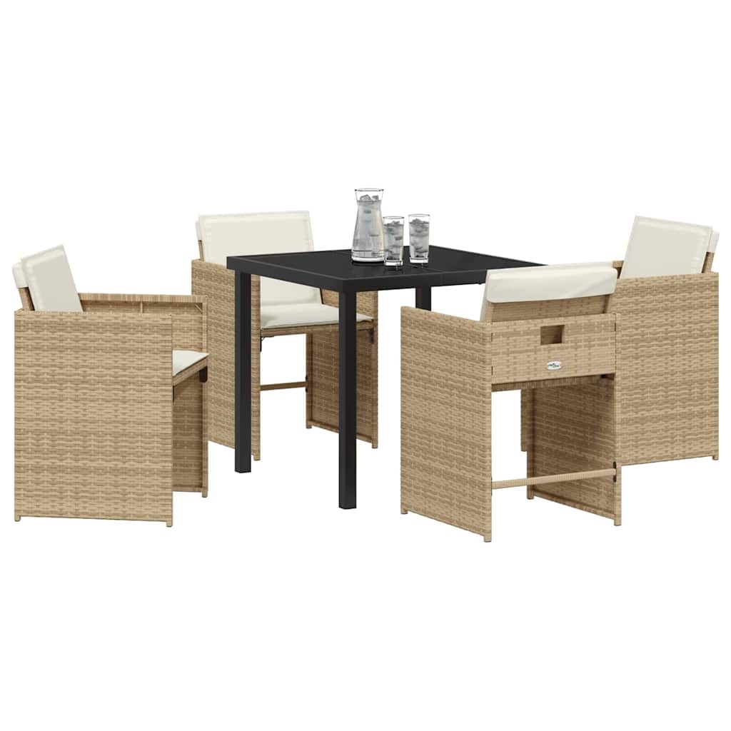 Garden Dining Set 5 pcs Beige Poly Rattan